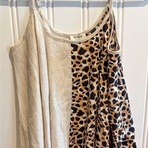 Umgee Beige and Leopard Print Tank Top